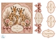 Elegant Giraffe Family Floral Panel Card Topper