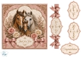 Elegant Horse Family Floral Panel Card Topper