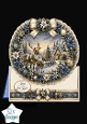 Blue & Gold Reindeer Winter Wreath Card Topper