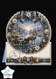 Blue & Gold Reindeer Sleigh Winter Wreath Card Topper