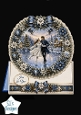 Blue & White Ice Skating Winter Wreath Card Topper