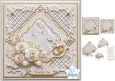 Elegant Wedding Couple 7x7 Card Kit with Gold Rings and Sentiment Labels