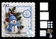 Cute 7x7 Merry Christmas Snowman Card Topper with Winter Foliage