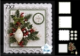 Elegant 7x7 Seasons Greetings Christmas Card Topper with Ornament & Green Bow