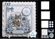 Elegant 7x7 Merry Christmas Wolf Card Topper with Winter Foliage