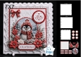 Cute 7x7 Merry Christmas Penguin Card Topper with Winter Florals
