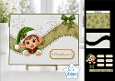 Cute Merry Christmas Elf Card Topper with Wavy Borders & Holiday Labels
