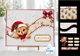 Cute Merry Christmas Bear Card Topper with Wavy Borders & Holiday Labels