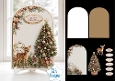 Festive Christmas Deer & Tree Arch Topper with Floral Accents and Holiday Labels