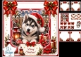 Husky Santa Puppy Christmas Card Kit – Lanterns, Poinsettias & Winter Magic