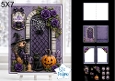 Halloween Witch Girl 5x7 Card Kit with Black Cat, Pumpkin and Trick or Treat Sign
