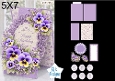 Purple Pansies Lace 5x7 Happy Birthday Card Kit with Floral Toppers