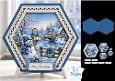 Snowman Winter Scene Hexagon Christmas Card Kit with Festive Toppers