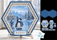 Penguin Winter Scene Hexagon Christmas Card Kit with Festive Holiday Toppers