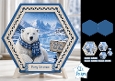 Polar Bear Winter Scene Hexagon Christmas Card Kit with Festive Toppers