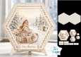 Child on Sled Winter Scene Hexagon Christmas Card Kit with Festive Toppers