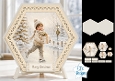 Ice Skating Child Winter Scene Hexagon Christmas Card Kit with Festive Toppers