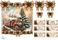 Vintage Christmas Train Scene Topper – Snowy Holiday Labels & Festive Accents