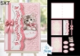 Kitten with Pink Bow 5x7 Birthday Card Kit with Embossed Panels & Toppers