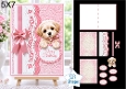 Puppy with Pink Bow 5x7 Birthday Card Kit with Embossed Panels & Cute Toppers