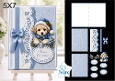 Winter Puppy 5x7 Christmas Card Kit with Embossed Panels & Festive Blue Toppers