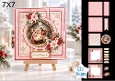 Nativity Scene 7x7 Christmas Card Kit with Poinsettias & Festive Toppers