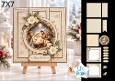 Nativity Scene 7x7 Christmas Card Kit with Cream Flowers & Gold Snowflake Panels