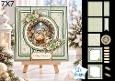 Nativity Scene 7x7 Christmas Card Kit with Green Snowflake Panels & Floral Toppers