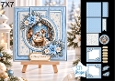 Nativity Scene 7x7 Christmas Card Kit with Blue Snowflake Panels & Floral Toppers