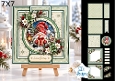 Christmas Gnome 7x7 Card Kit with Snowy Village Scene & Winter Floral Toppers