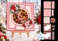 Cozy Fireplace 7x7 Christmas Card Kit with Elder Knitting & Festive Floral Toppers
