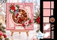 Santa by the Fireplace 7x7 Christmas Card Kit with Festive Floral Toppers