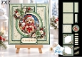 Puppy 7x7 Christmas Card Kit with Snowy Winter Scene & Festive Floral Toppers