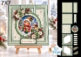 Christmas Elf 7x7 Card Kit with Snowy Night Scene & Festive Floral Toppers