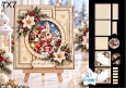 Rabbit 7x7 Christmas Card Kit with Snowy Winter Scene & Festive Floral Toppers
