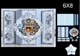 Blue Fireplace 6x8 Christmas Card Kit with Festive Tree & Winter Floral Toppers