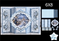 Horse Sleigh 6x8 Winter Card Kit with Snowy Landscape & Frosted Blue Floral Toppers