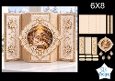 Nativity 6x8 Christmas Card Kit with Ornate Gold Borders & Festive Floral Toppers