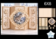 Wolf 6x8 Christmas Card Kit with Snowy Mountain Scene & Gold Floral Toppers