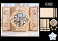 Deer 6x8 Christmas Card Kit with Snowy Forest Scene & Gold Floral Toppers