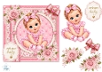 Pink Baby Girl Sitting Welcome Card Topper