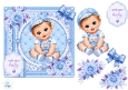 Blue Baby Boy Sitting Welcome Card Topper