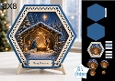 Hexagonal 8x8 Nativity Winter Card Kit with Snowy Scene & Festive Blue Toppers