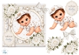 White Baby Boy Crawling Welcome Card Topper