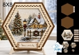 Hexagonal 8x8 Winter Cottage Card Kit with Snowy Landscape & Festive Toppers