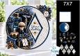 Mens Grooming 7x7 Birthday Card Kit with Blue & Gold Luxury Toppers