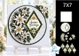 Seasons Greetings 7x7 White Poinsettia Card Kit with Green & Gold Festive Layers