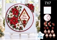 Merry Christmas 7x7 Red & White Poinsettia Card Kit with Gold Festive Diamond