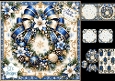 Blue & Gold Christmas Wreath – Elegant Festive Card & Tag Set