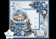Blue Poinsettia Snow Globe – Elegant Christmas Card Topper